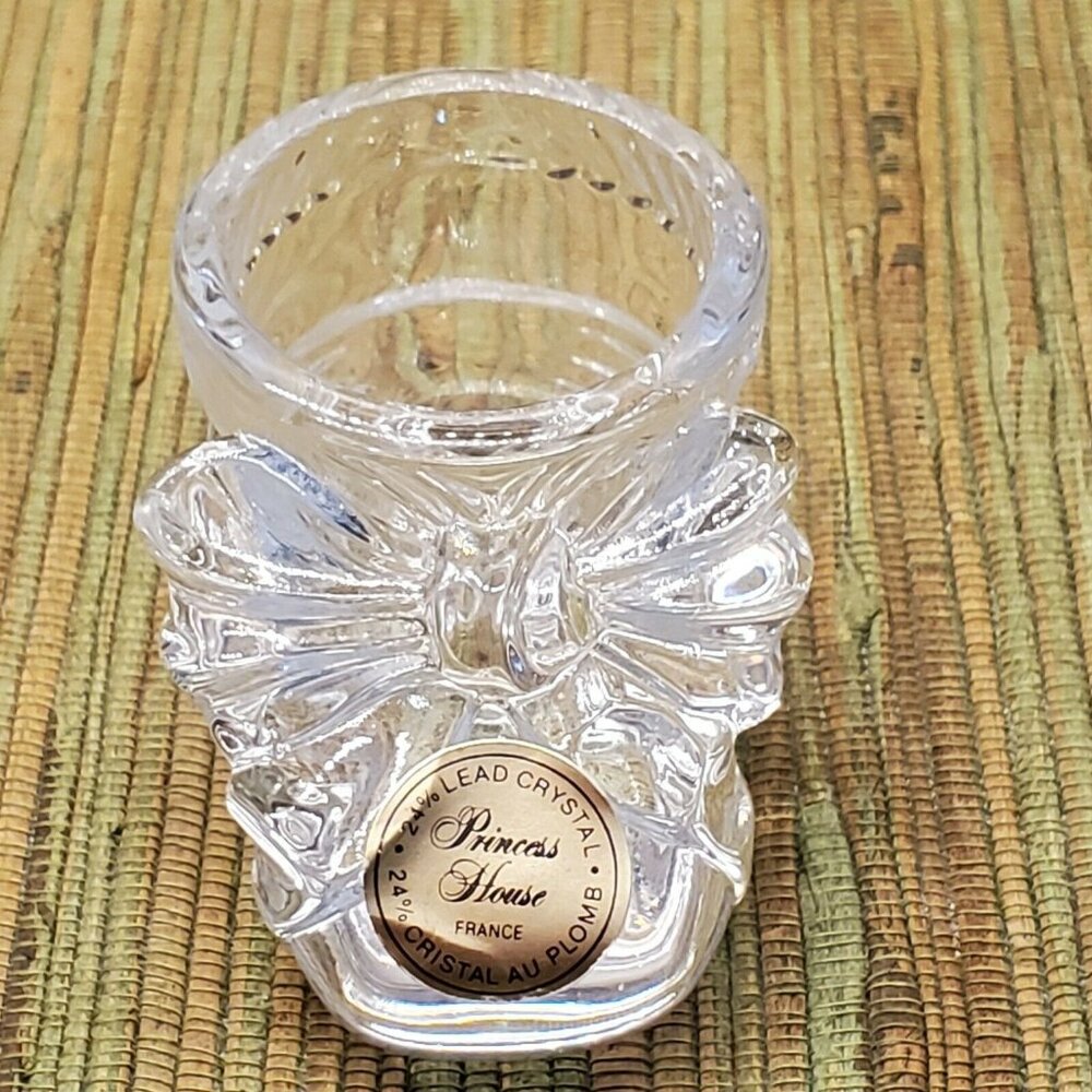 Princess House Baby Shoe Bootie mini figurine 24% lead crystal France glass vtg